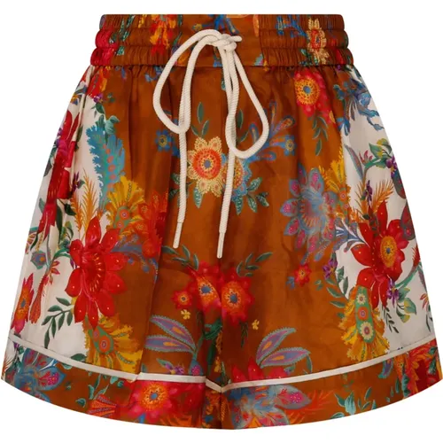 Floral Print Silk Shorts , female, Sizes: S - Zimmermann - Modalova
