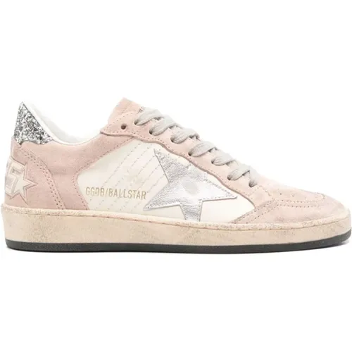 Rosa Wildleder Stern Patch Sneakers , Damen, Größe: 35 EU - Golden Goose - Modalova