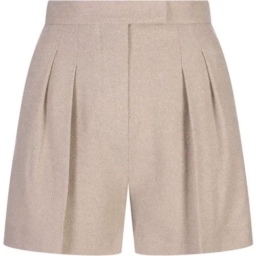 Tailored Beige Cotton Shorts , female, Sizes: 2XS - Max Mara - Modalova