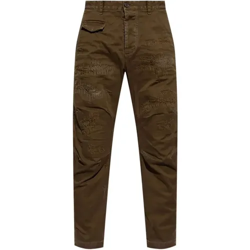 Stretch Cotton Trousers Ripped , male, Sizes: L, S, XL, XS, 2XL - Dsquared2 - Modalova