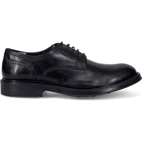 Klassische schwarze flache Schuhe , Herren, Größe: 42 EU - Sangiorgio - Modalova