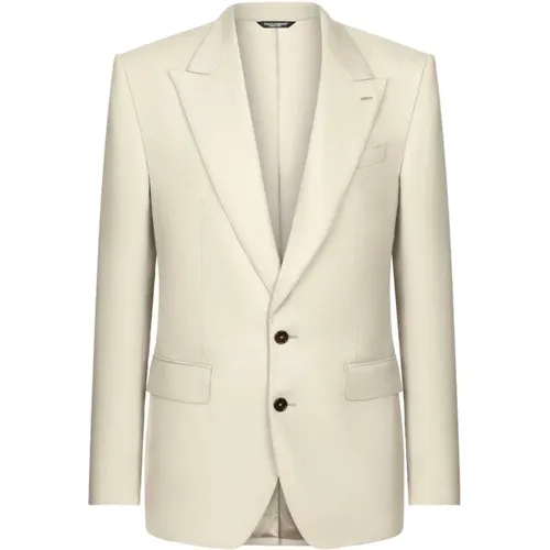 Pearl Grey Wool Blazer , male, Sizes: 2XL - Dolce & Gabbana - Modalova