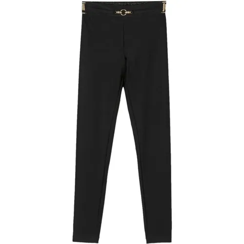 Schwarze Hose mit Metallischer Schlangendetail , Damen, Größe: S - Just Cavalli - Modalova