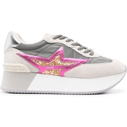 Glitter Suede Sneakers Multicolored Star Detail , female, Sizes: 6 UK, 5 UK, 4 UK - Liu Jo - Modalova