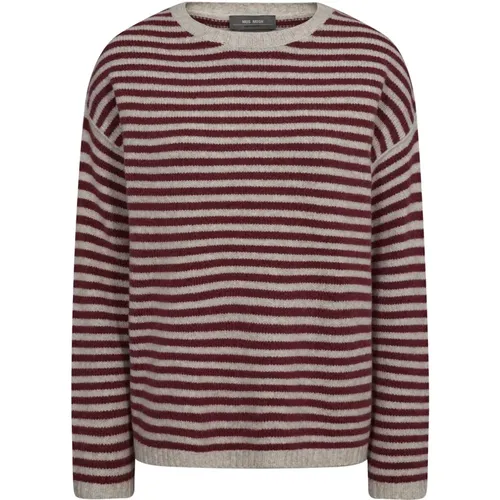 Striped Knit Sweater Garnet , female, Sizes: L - MOS MOSH - Modalova