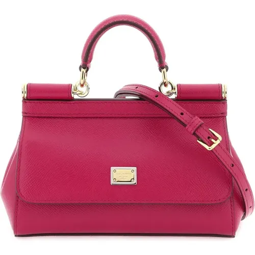 Small Sicily Handbag in Dauphine Leather , female, Sizes: ONE SIZE - Dolce & Gabbana - Modalova