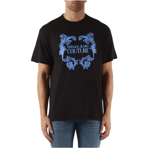 Regular Fit Cotton Logo Print T-shirt , male, Sizes: XL, XS, S, M - Versace Jeans Couture - Modalova