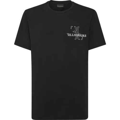 Casual Schwarzes Kurzarm T-Shirt , Herren, Größe: L - Billionaire - Modalova