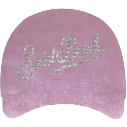 Velvet Baseball Cap with Rhinestone Writing , female, Sizes: ONE SIZE - MC2 Saint Barth - Modalova