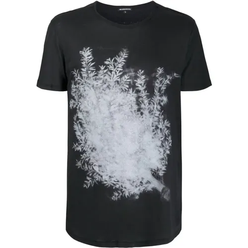 Schwarzes T-Shirt mit Grafikdruck - Ann Demeulemeester - Modalova