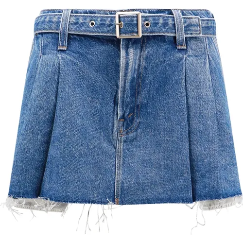 Denim Skirt with Zipper and Metal Button , female, Sizes: W25 - Mother - Modalova