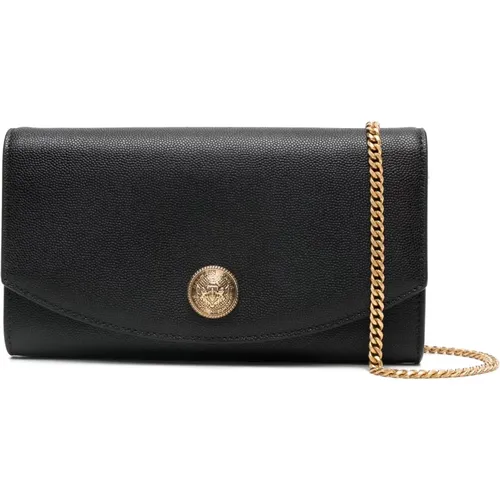 Schwarze Leder Clutch Tasche - Balmain - Modalova