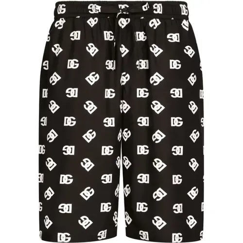 Monogram Shorts with Drawstring Waistband , male, Sizes: XL, M - Dolce & Gabbana - Modalova