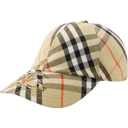 Beige Synthetic Bias Check Cap , unisex, Sizes: S, XS, M - Burberry - Modalova