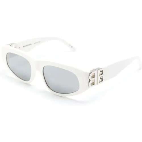 Weiße Sonnenbrille mit Originalzubehör , Damen, Größe: 53 MM - Balenciaga - Modalova