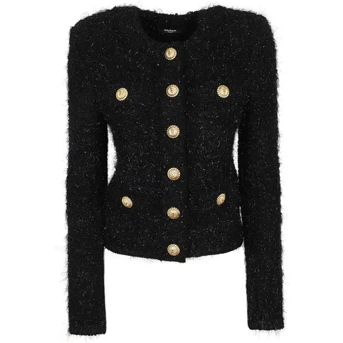 Schwarze Tweedjacke Stilvoll - Balmain - Modalova