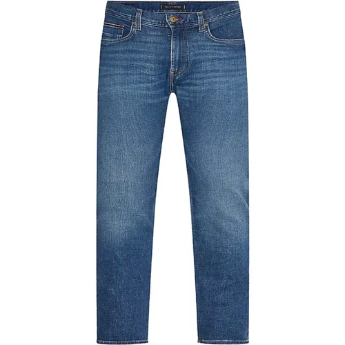 Slim Fit Jeans mit verwaschenem Look aus recycelten Materialien , Herren, Größe: W40 - Tommy Hilfiger - Modalova