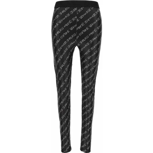 Print Logo Skinny Fit Leggings , Damen, Größe: 2XS - Versace Jeans Couture - Modalova