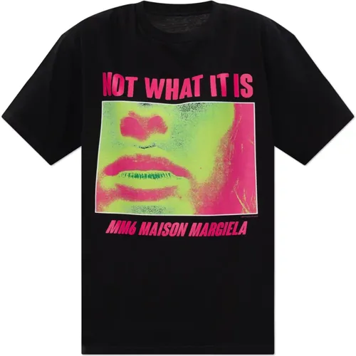 T-shirt with print , female, Sizes: L - MM6 Maison Margiela - Modalova