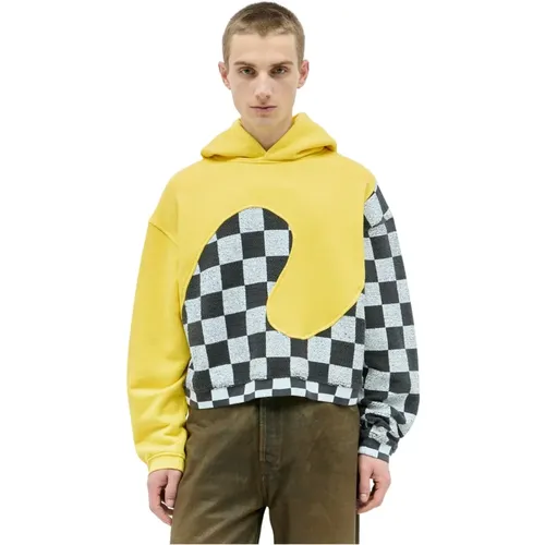 Checker Swirl Hooded Sweatshirt , male, Sizes: L, S, M - ERL - Modalova