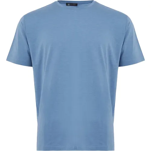 Blaues Flammen Baumwoll Seiden T-Shirt , Herren, Größe: 3XL - Colombo - Modalova