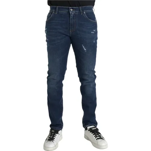 Blaue Slim Fit Skinny Denim Jeans - Dolce & Gabbana - Modalova