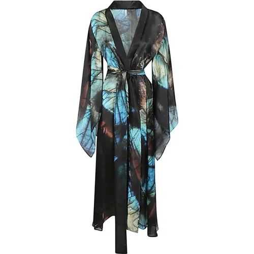 Seiden langer Kimono MultiColour Kleid - MONA SWIMS - Modalova