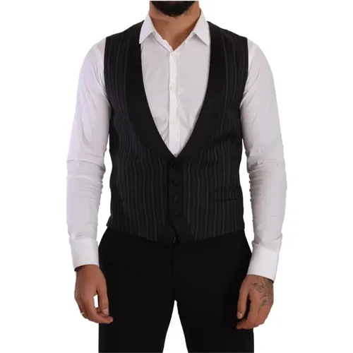 Striped Formal Dress Vest , male, Sizes: M - Dolce & Gabbana - Modalova