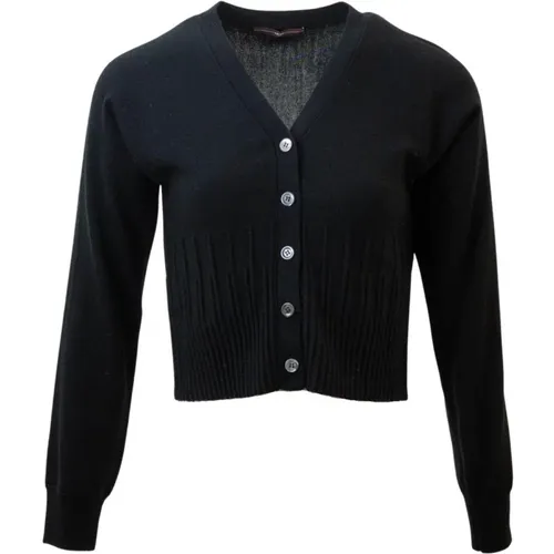 Jacket with Ribbed V-Neck and Button Closure , female, Sizes: S - High - Modalova