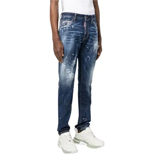 Skinny-Fit Denim Jeans with Distressed Details , male, Sizes: S - Dsquared2 - Modalova