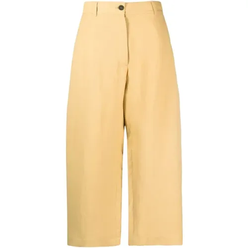 Yellow Linen High Waist Wide Leg Trousers , female, Sizes: S, 2XS - Studio Nicholson - Modalova