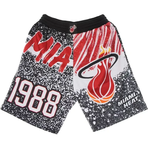 Miami Heat Sublimated Basketball Shorts , male, Sizes: L, XL, S - Mitchell & Ness - Modalova