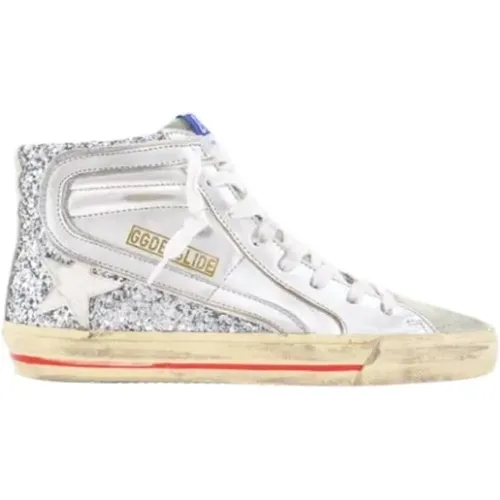 Silver Glitter Skate Sneakers , female, Sizes: 4 UK - Golden Goose - Modalova