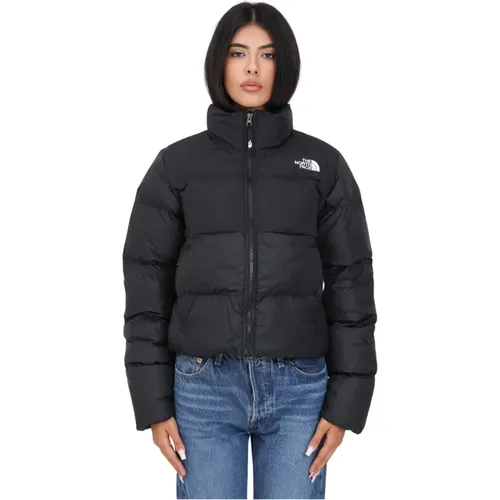 Schwarze Jacke mit hohem Kragen und ikonischem Logo , Damen, Größe: XL - The North Face - Modalova