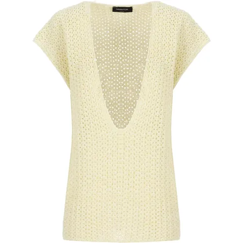 Sleeveless Cotton Sweater with Net Pattern and Paillettes Detail , female, Sizes: 2XS, XS - Fabiana Filippi - Modalova