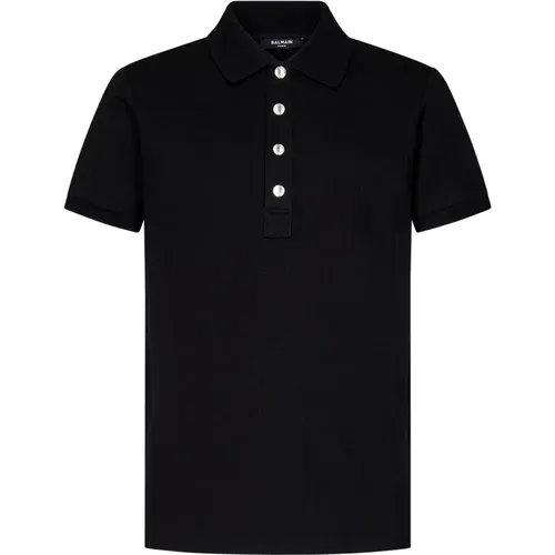 Polo Shirt with Monogram Motif , male, Sizes: M, XL, S, L - Balmain - Modalova