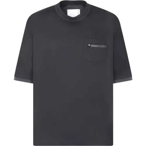 Herren Schwarze T-Shirts & Polos , Herren, Größe: L - Sacai - Modalova