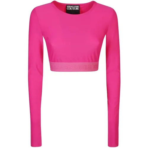 Fuchsia T-Shirts und Polos , Damen, Größe: S - Versace Jeans Couture - Modalova