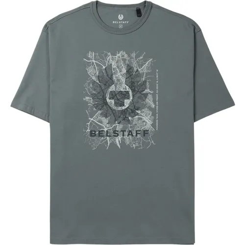 Map Print T-Shirt Mineral , male, Sizes: M - Belstaff - Modalova