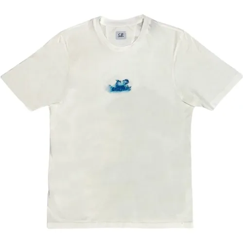 Weißes Gaze-Jersey-T-Shirt - C.P. Company - Modalova