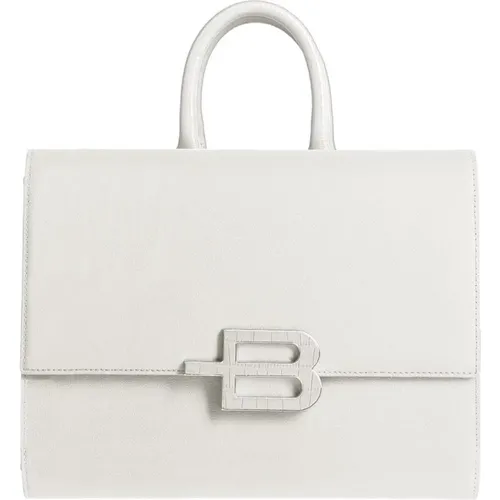 Weiße Lederhandtasche mit B-Logo , Damen, Größe: ONE Size - Baldinini - Modalova