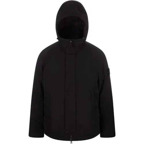 Schwarze Kapuzenjacke mit PrimaLoft-Isolierung - Stone Island - Modalova