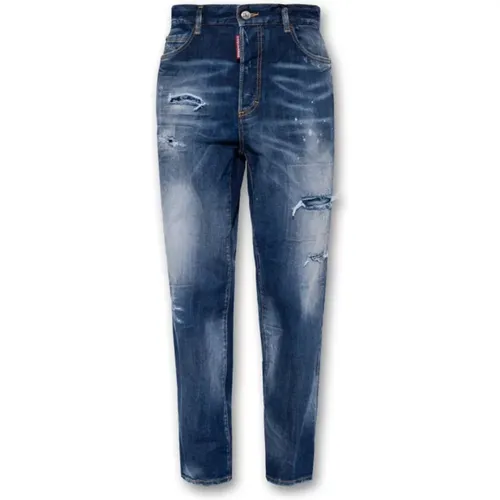 Distressed Gerades Jeans mit Paint Splatter Effekt , Damen, Größe: 2XS - Dsquared2 - Modalova