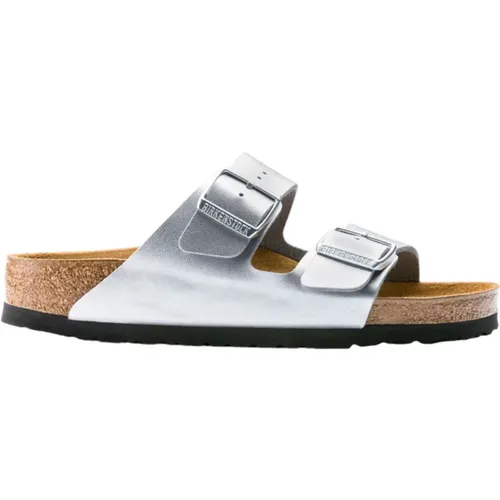 Silberne Sandalen , Damen, Größe: 37 EU - Birkenstock - Modalova