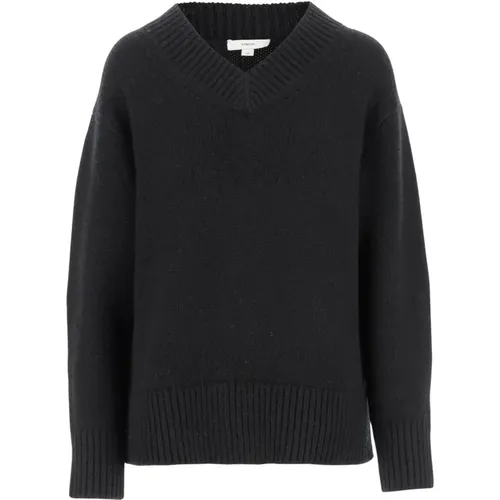 Schwarzer Wollmischung V-Ausschnitt Pullover , Damen, Größe: M - Vince - Modalova