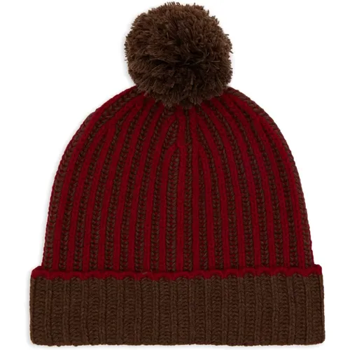 Rote Woll-Kaschmir-Beanie mit Rippenmuster - Gallo - Modalova