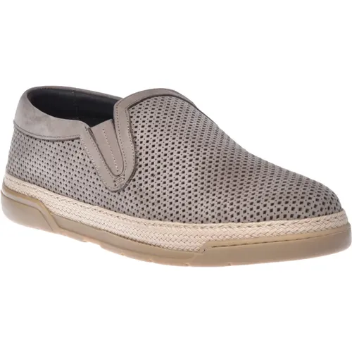 Loafer in taupe perforated nubuck , male, Sizes: 10 UK, 12 UK, 8 UK, 11 UK - Baldinini - Modalova