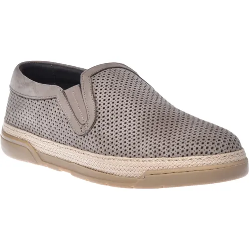 Loafer in taupe perforated nubuck , male, Sizes: 8 1/2 UK, 7 UK, 9 UK, 10 UK, 7 1/2 UK, 9 1/2 UK, 12 UK, 11 UK, 6 UK - Baldinini - Modalova
