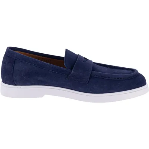 Softy Indaco Suede Slip-On Moccasin , male, Sizes: 8 UK, 7 UK, 6 UK, 10 UK - Calce - Modalova