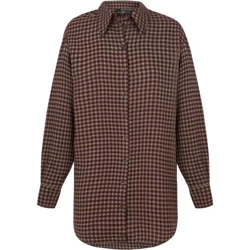 Burgundy Checkered Oversized Shirt , female, Sizes: XS, S, M, L - Cortana - Modalova